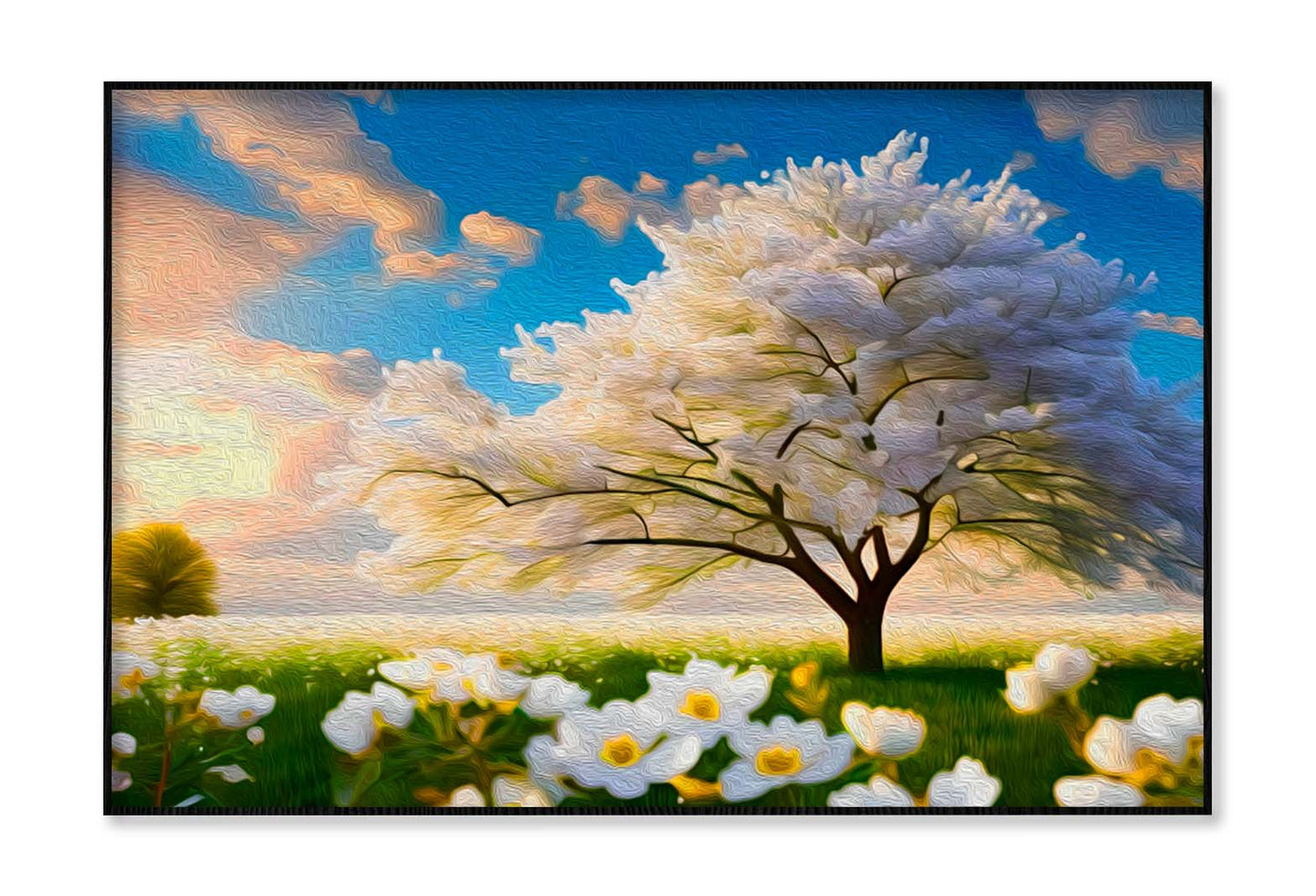 Abstract White Tree & Flower Wall Art Limited Edition High Quality Print