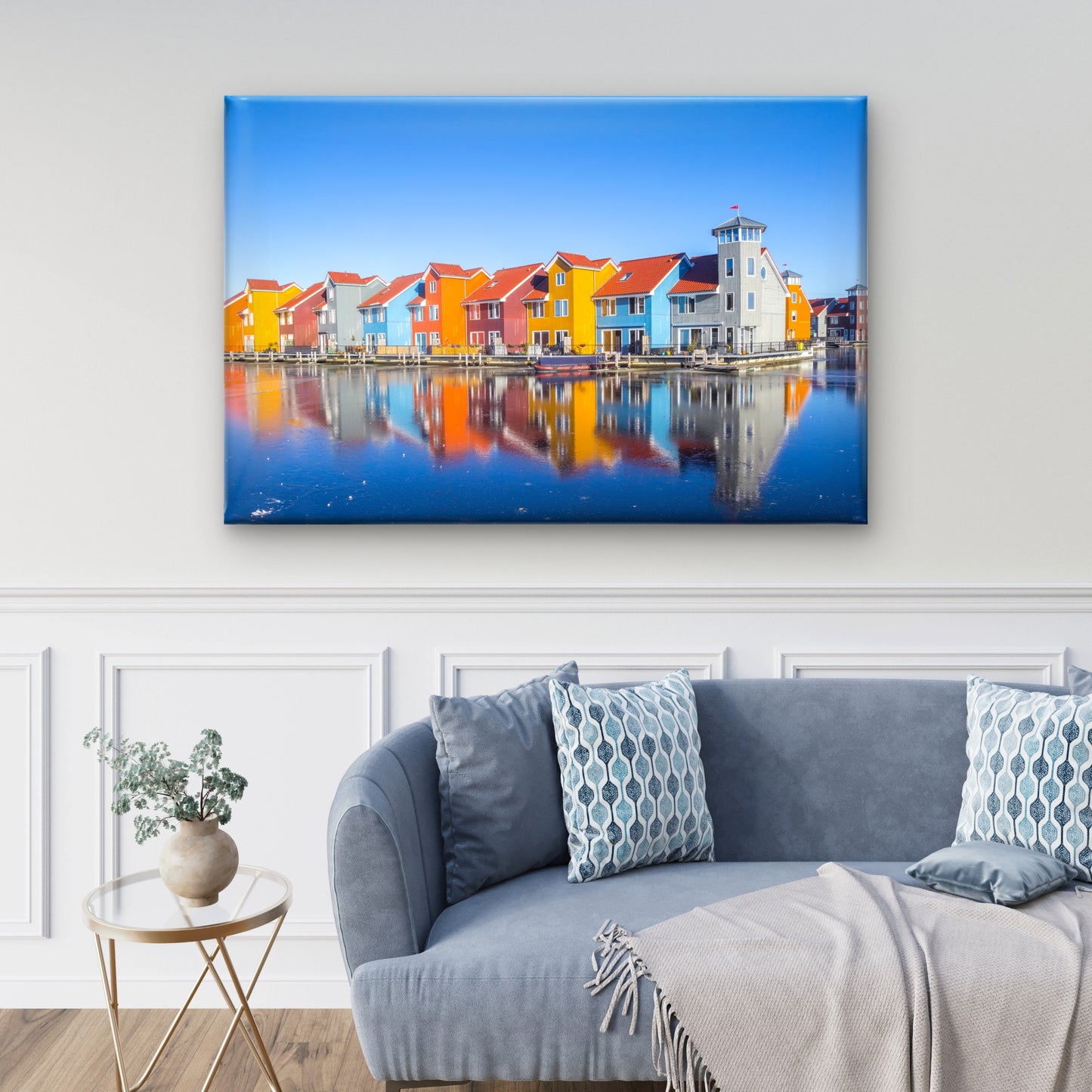 Waterfront of the Reitdiephaven Harbor Netherlands Wall Art Decor 100% Australian Made - Bella Home Decor