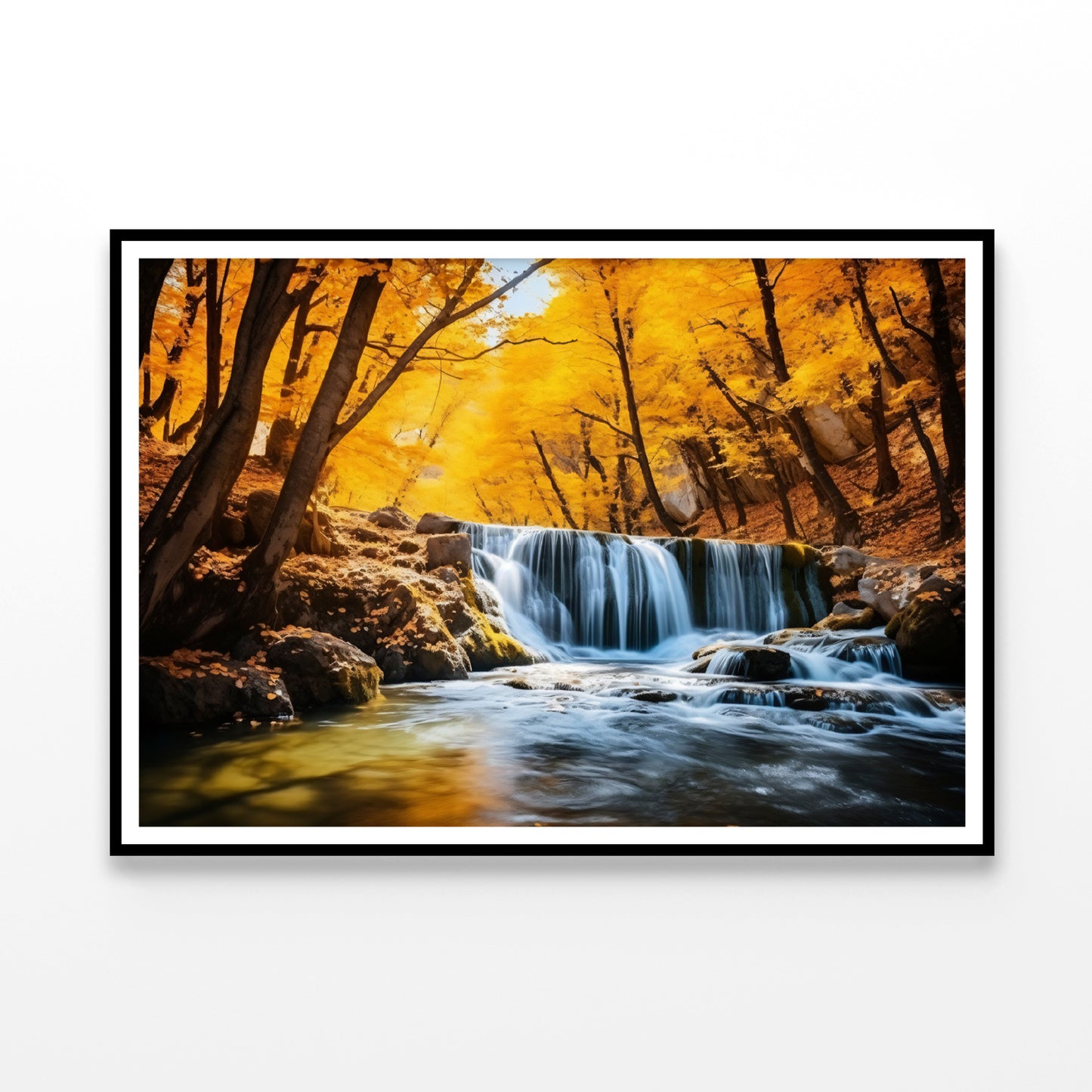 Beautiful Autumn Landscape with Yellow Trees and Water Home Decor Premium Quality Poster Print Choose Your Sizes