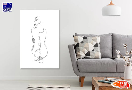 Girl Back View B&W Line Art 60x90cm Print 100% Australian Made