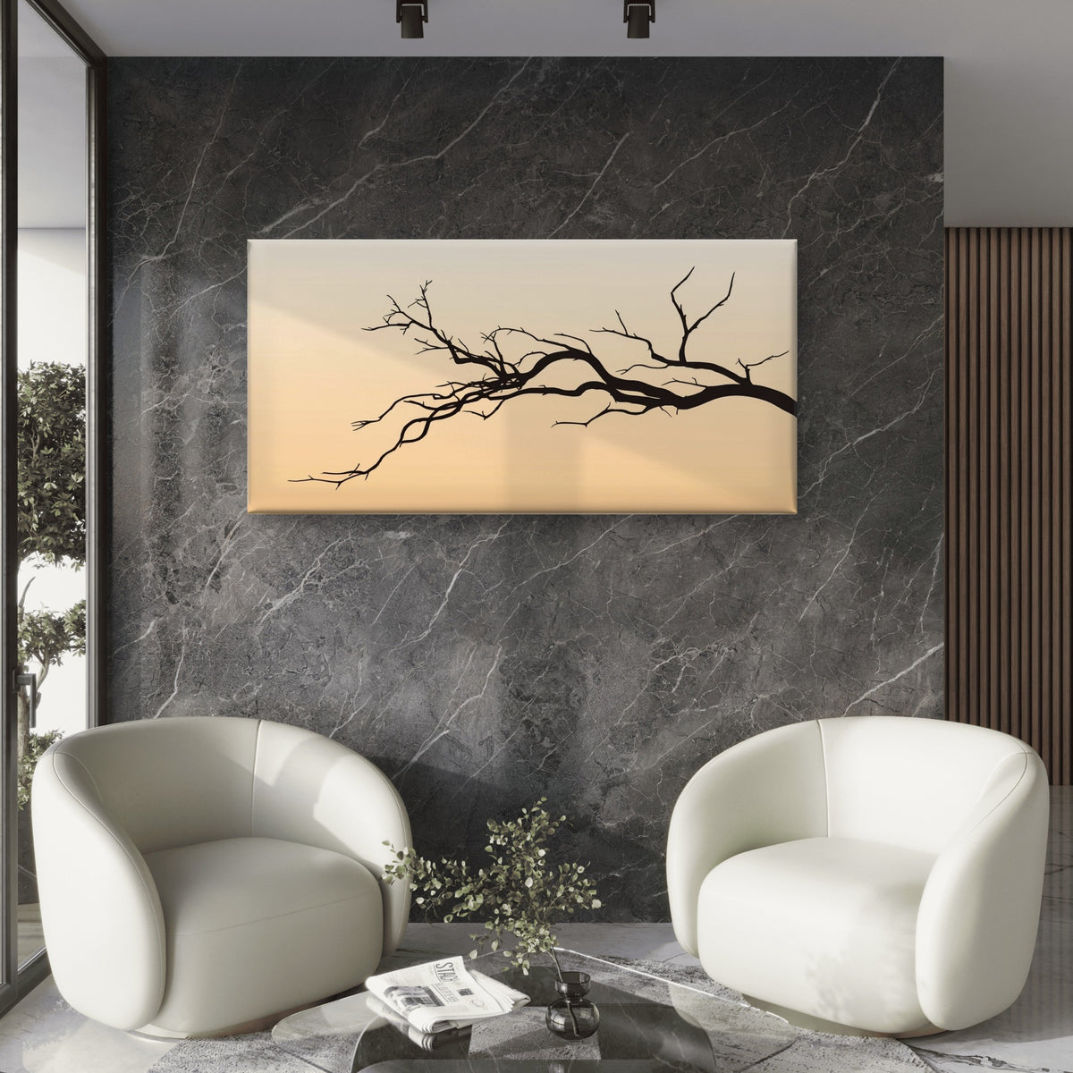 Silhouette Sunset Bare Tree Branch Wall Art Canvas Office Home Framed 120x60cm