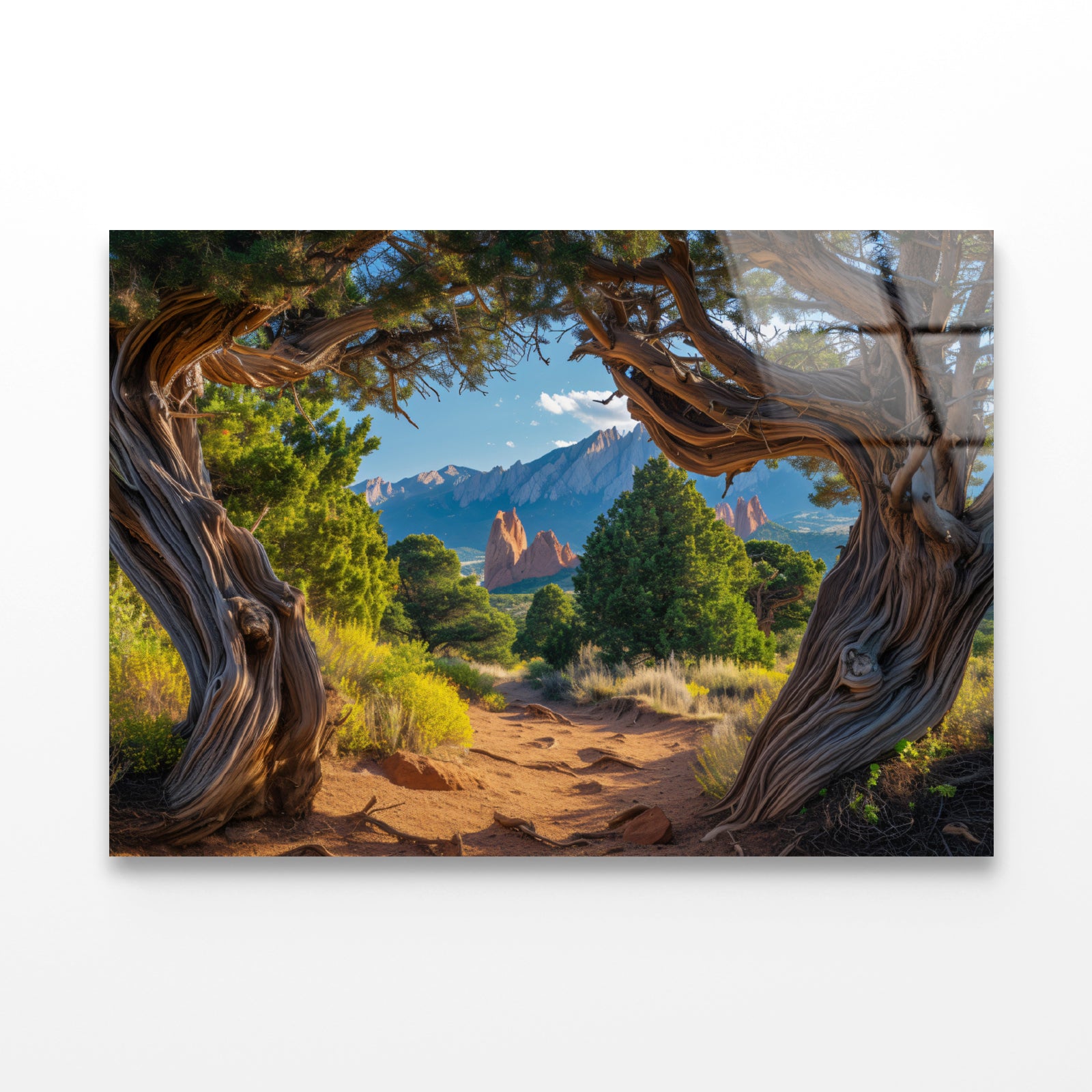 Trees with Mountains Acrylic Glass Print Tempered Glass Wall Art 100% Made in Australia Ready to Hang - Bella Home Decor