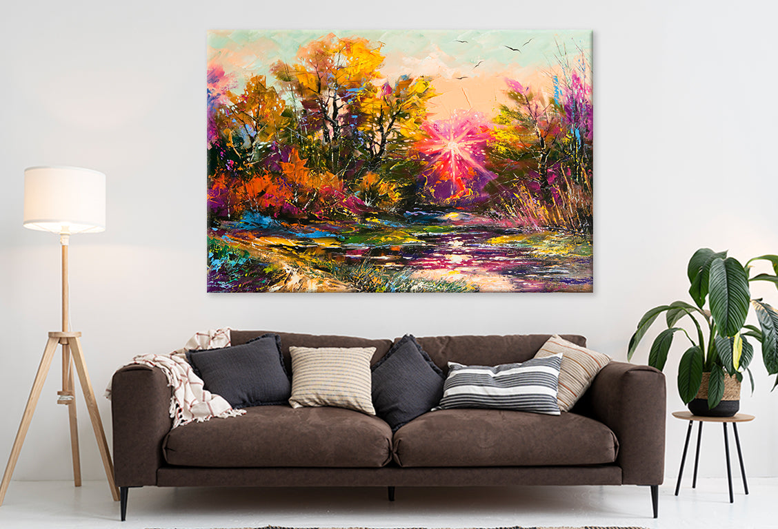 Oil Painting Autumn Decline Wall Art Decor 100% Australian Made