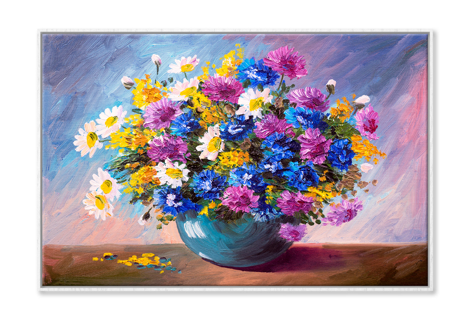 Bouquet Of Wildflowers Oil Painting Wall Art Limited Edition High Quality Print Canvas Box Framed White