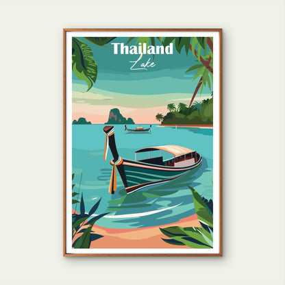 Thailand Lake Cheow Lan Khao Sok Jungle Travel Poster Print Wall Art