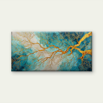 Golden Roots Abstract Wall Art Canvas Office Home Room Framed 120x60cm