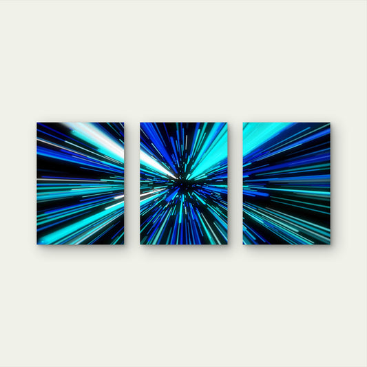 3pcs Abstract With Straight Lines Metal Print Ready to Hang Art - Bella Home Decor