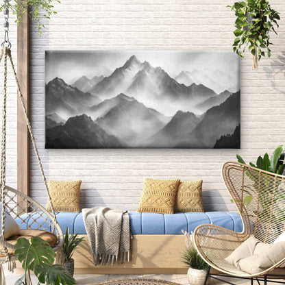 Black & White Snowy Mountain Wall Art Canvas Office Home Room Framed 120x60cm