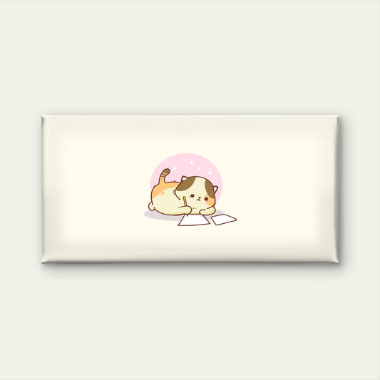 Writing Calico Cat Pastel Cream Wall Art Canvas Office Home Room Framed 120x60cm