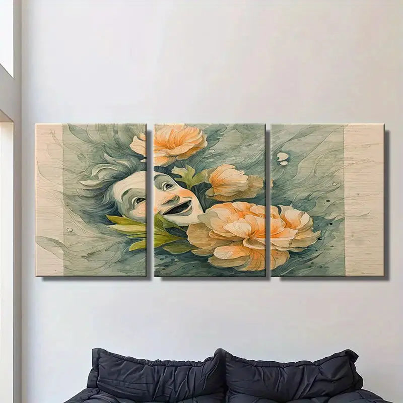 3pcs Vibrant Orange & Green Tones Metal Print Ready to Hang Art