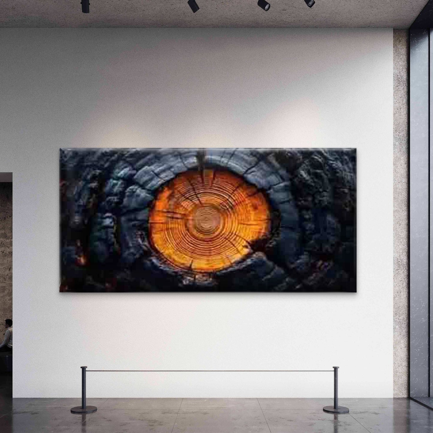 Featuring a Burnt Tree Ring Wall Art Canvas Office Home Room Framed 120x60cm - Bella Home Decor