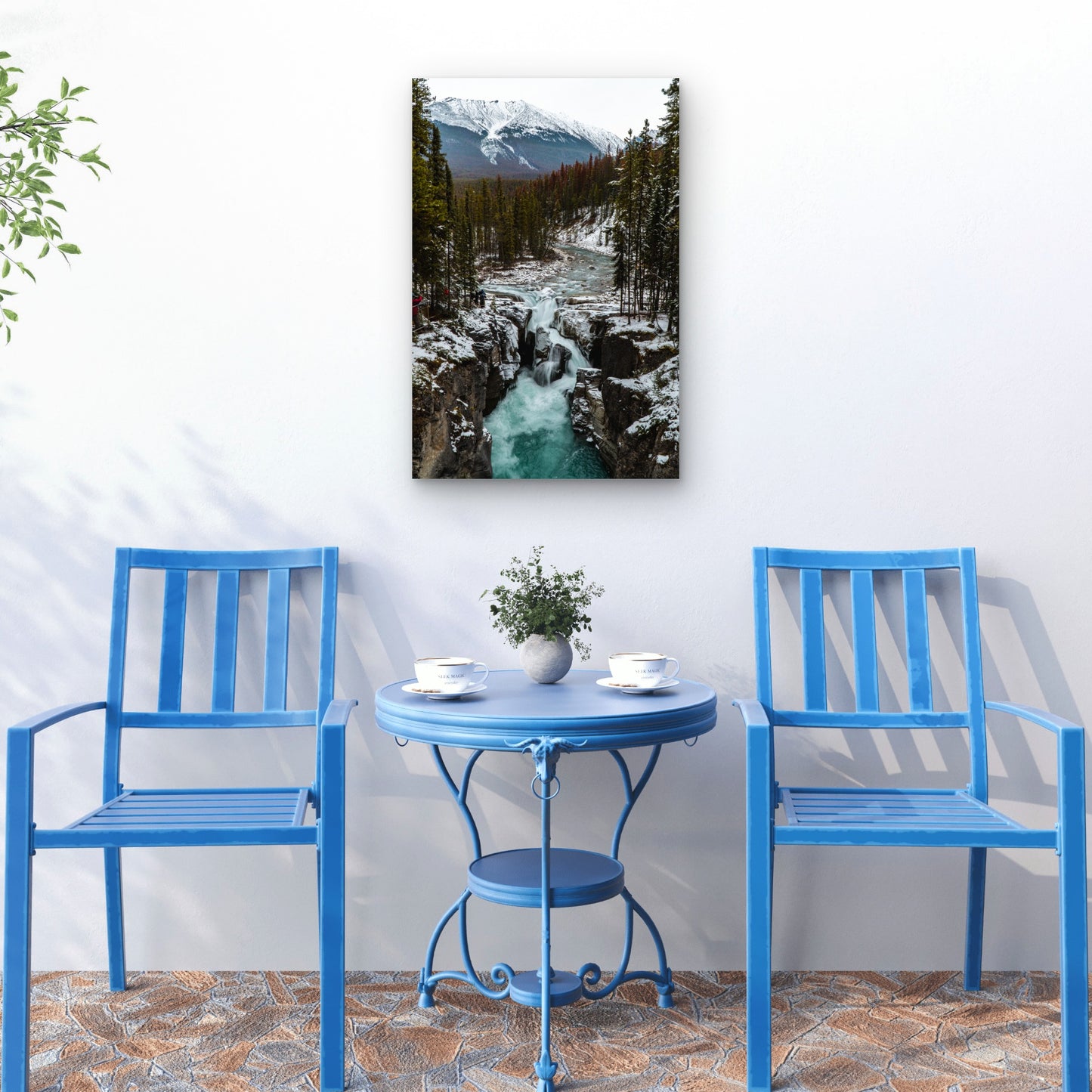 River Middle Mesmerizing Mountainous Scenery 40x60cm Metal Print Ready to Hang