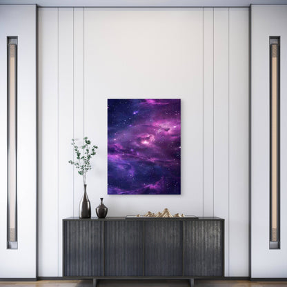 Purple Nebula Cosmic Starry Sky 60x90cm Metal Print Ready to Hang - Bella Home Decor