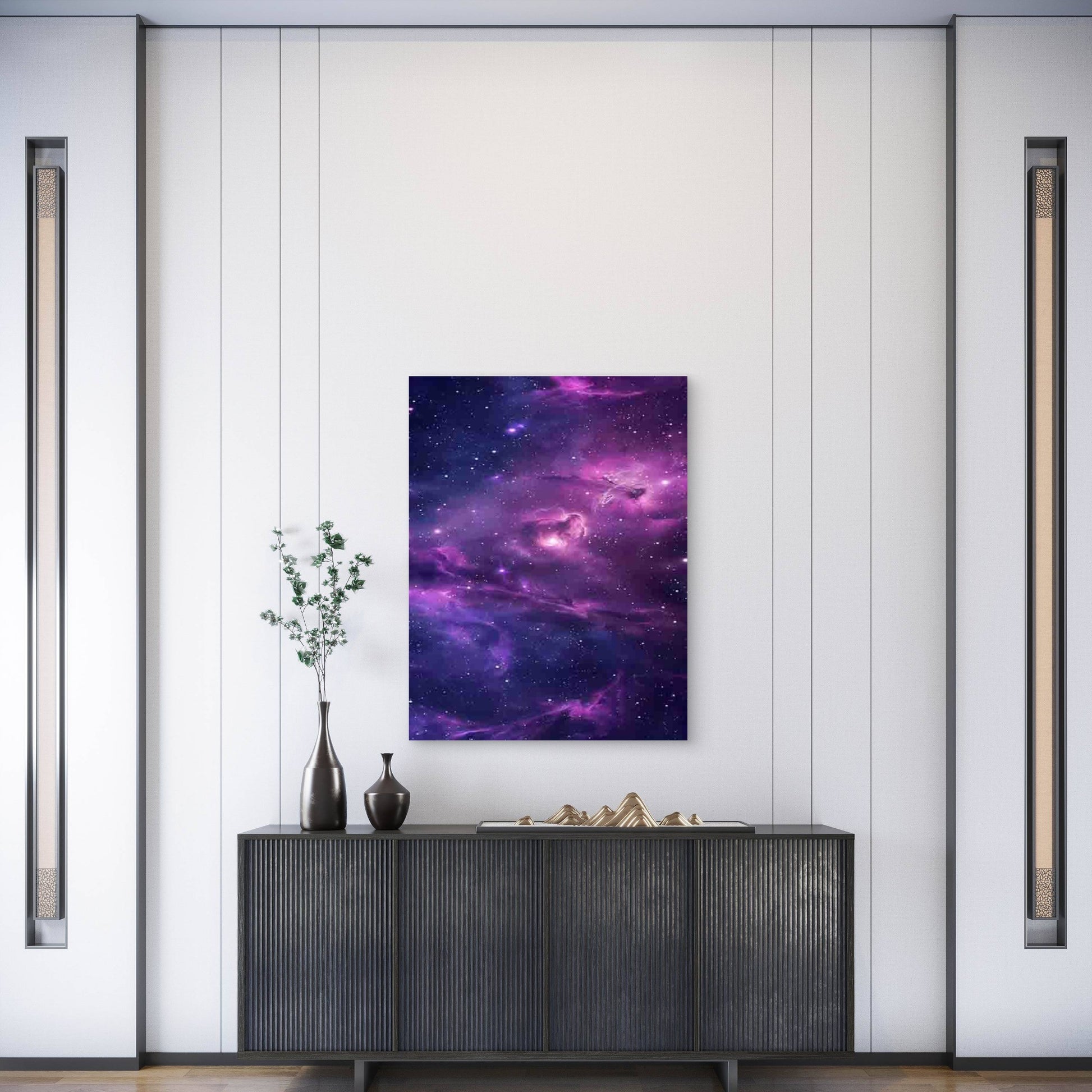 Purple Nebula Cosmic Starry Sky Metal Print Ready to Hang - Bella Home Decor