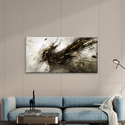Abstract Harmony In Black Wall Art Canvas Office Home Room Framed 120x60cm - Bella Home Decor