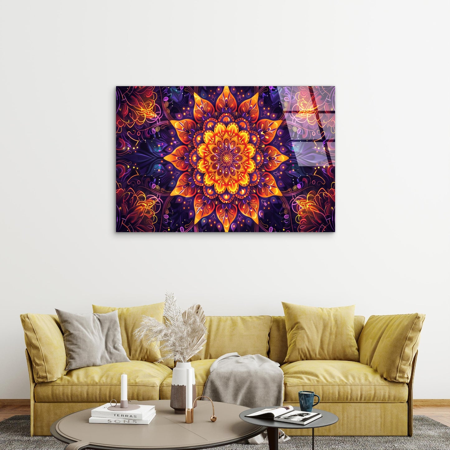 Purple Mandala Sacred Geometry Acrylic Glass Printing Wall Art Australian Made Quality