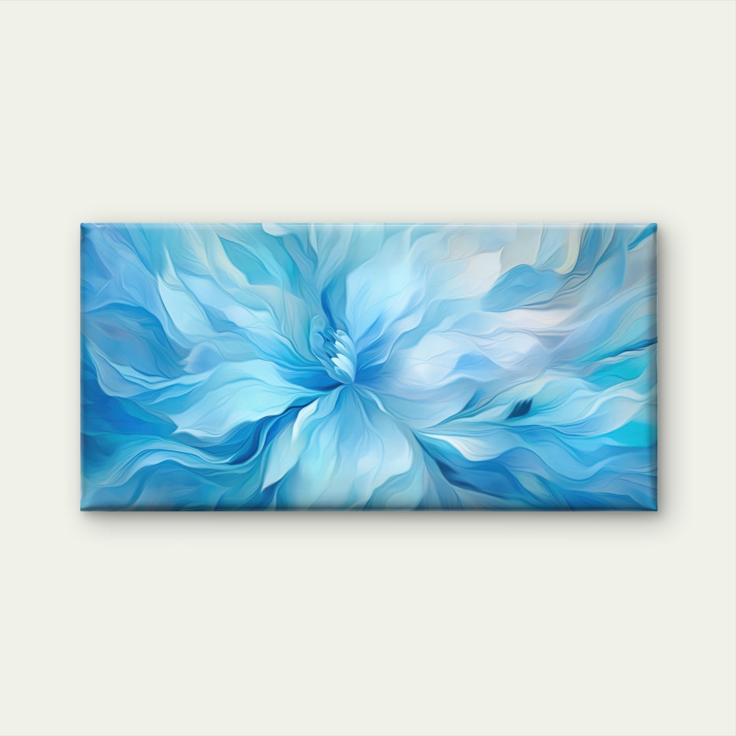 Blue Teal Floral Abstract Wall Art Canvas Office Home Room Framed 120x60cm