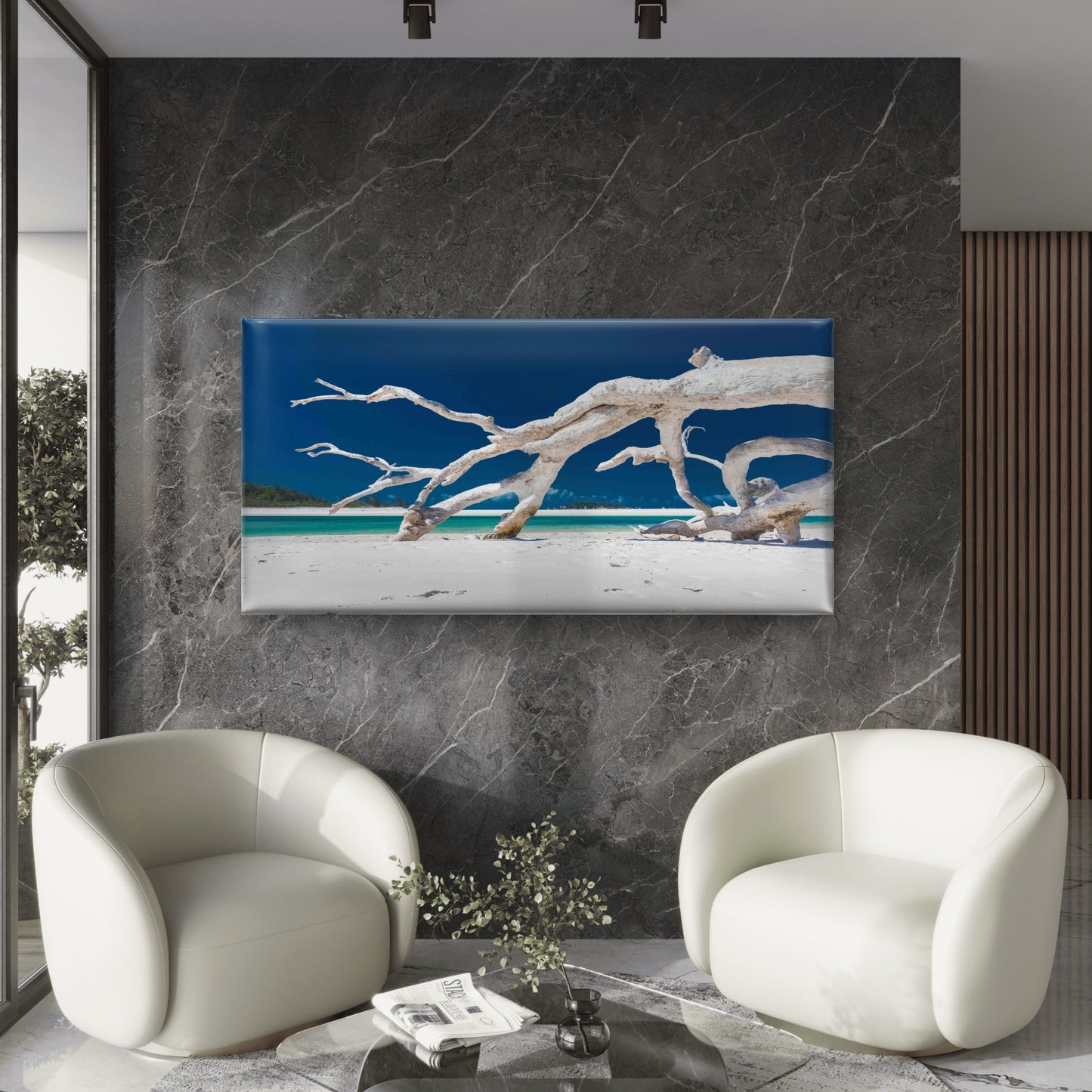 Whitehaven Beach With White San Wall Art Canvas Office Home Room Framed 120x60cm