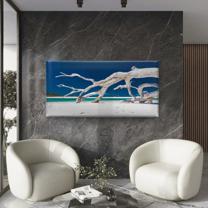 Whitehaven Beach With White San Wall Art Canvas Office Home Room Framed 120x60cm