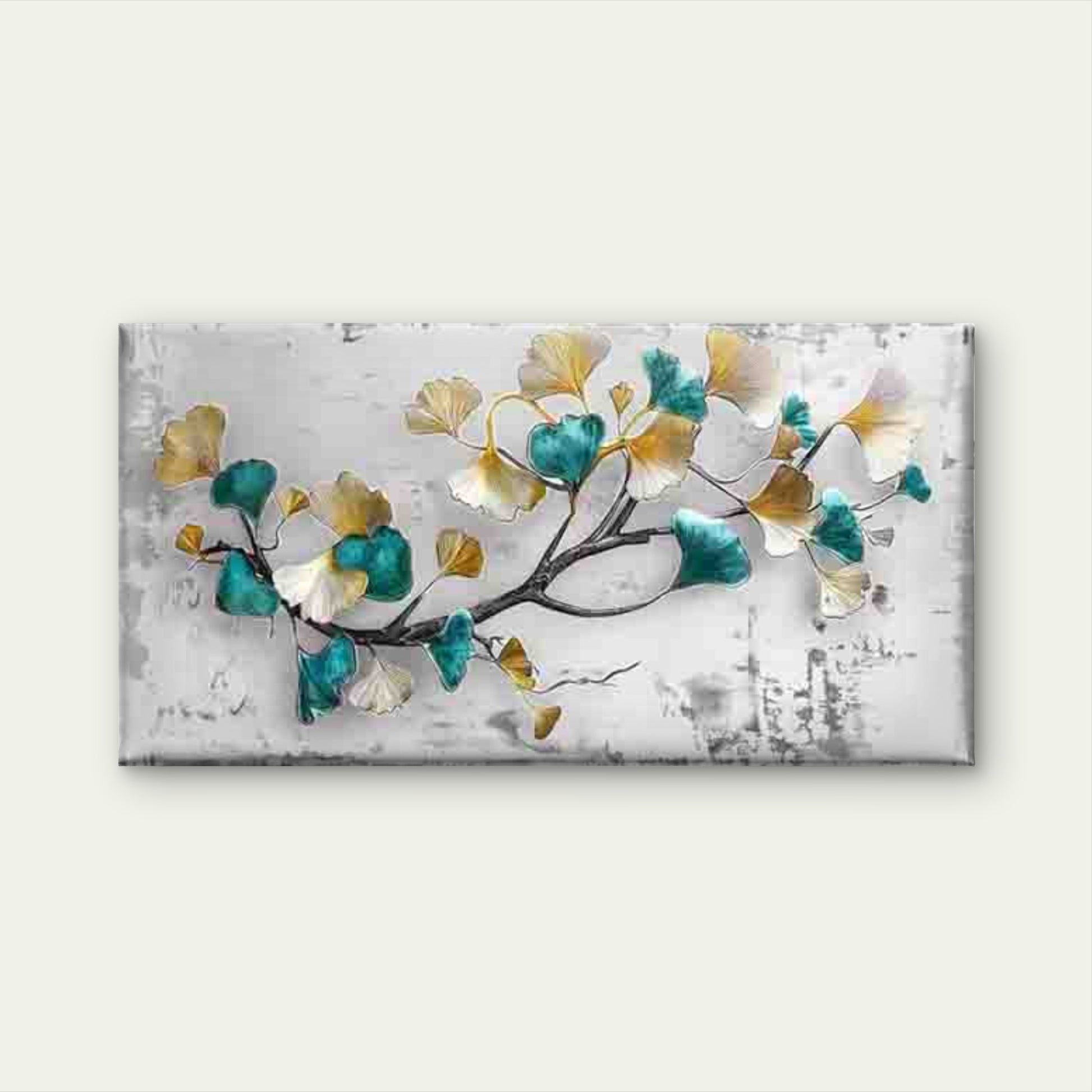 Modern Ginkgo Leaves Wall Art Canvas Office Home Room Framed 120x60cm - Bella Home Decor