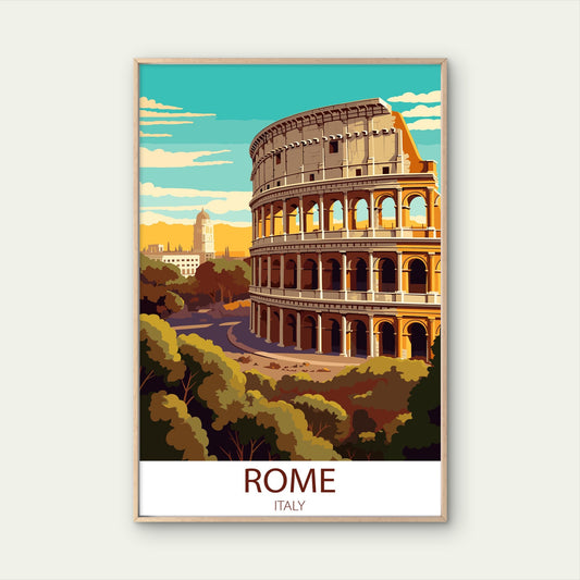 Rome Italy Colosseum Ancient Roman Amphitheater Travel Print Wall Art