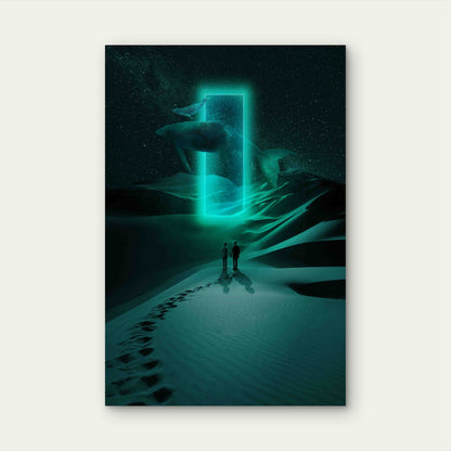 Long Shot Couple Metaverse Date in Dessert  60x90cm Metal Print Ready to Hang