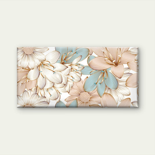 Vintage Gold Line Art Flowers Wall Art Canvas Office Home Framed 120x60cm