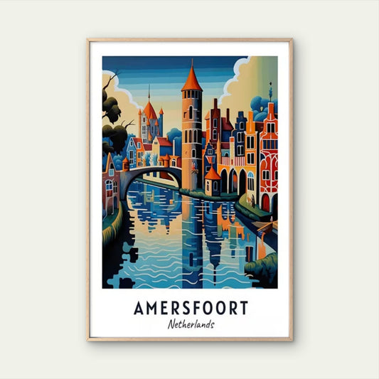 Amersfoort Netherlands Dutch Town Travel Poster Print Wall Art