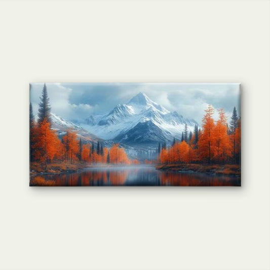 Orange Tree Autumn Scene Wall Art Canvas Office Home Room Framed 120x60cm