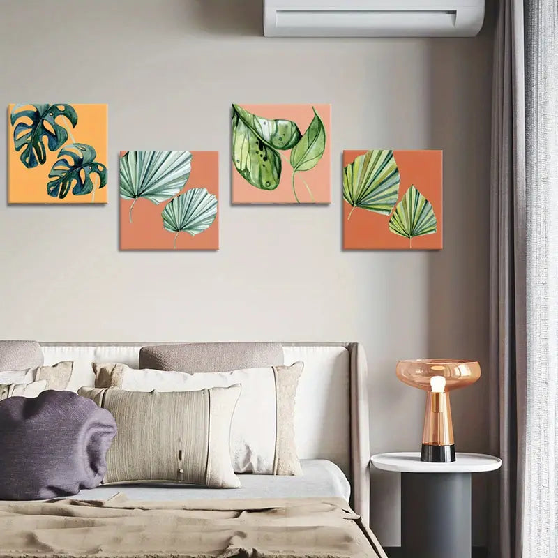 4pcs Fan-Shaped Blade Canvas Print  Wall Art Canvas Framed