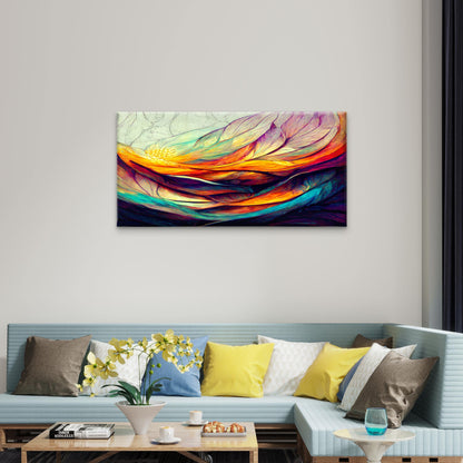 Rainbow Color Wave Pattern Wall Art Canvas Office Home Room Framed 120x60cm