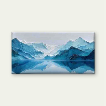 Abstract Blue Mountain & Lake Wall Art Canvas Office Home Room Framed 120x60cm