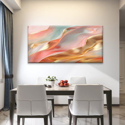 Liquid Coral Nectarine Mint Wall Art Canvas Office Home Room Framed 120x60cm