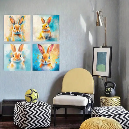 4pcs  Doodle rabbit picture quality texture  ZC  Wall Art Canvas Framed