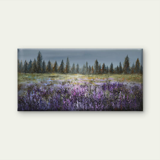 Purple Lavender Forest Tree Wall Art Canvas Office Home Room Framed 120x60cm