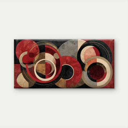 Abstract Circle Wall Art with Red Accent Wall Art Canvas Office Home Room Framed 120x60cm