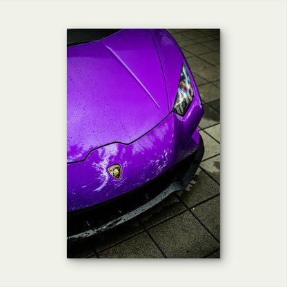 Purple Lamborghini Close Up 40x60cm Metal Print Ready to Hang