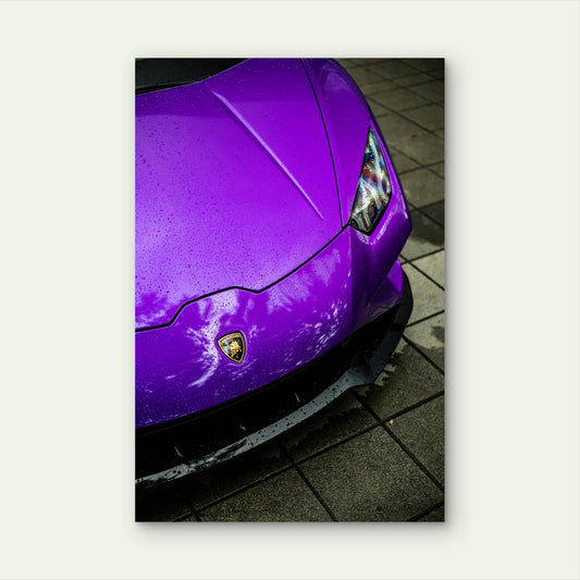 Purple Lamborghini Close Up 60x90cm Metal Print Ready to Hang