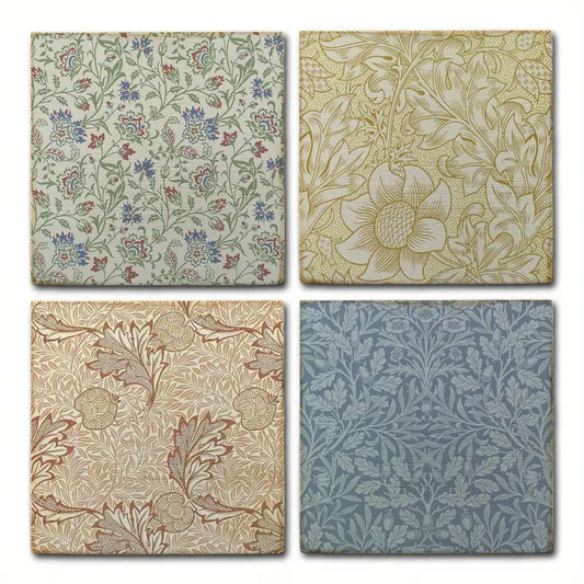 4pcs Elegant Floral Pattern Wall Art Canvas Framed