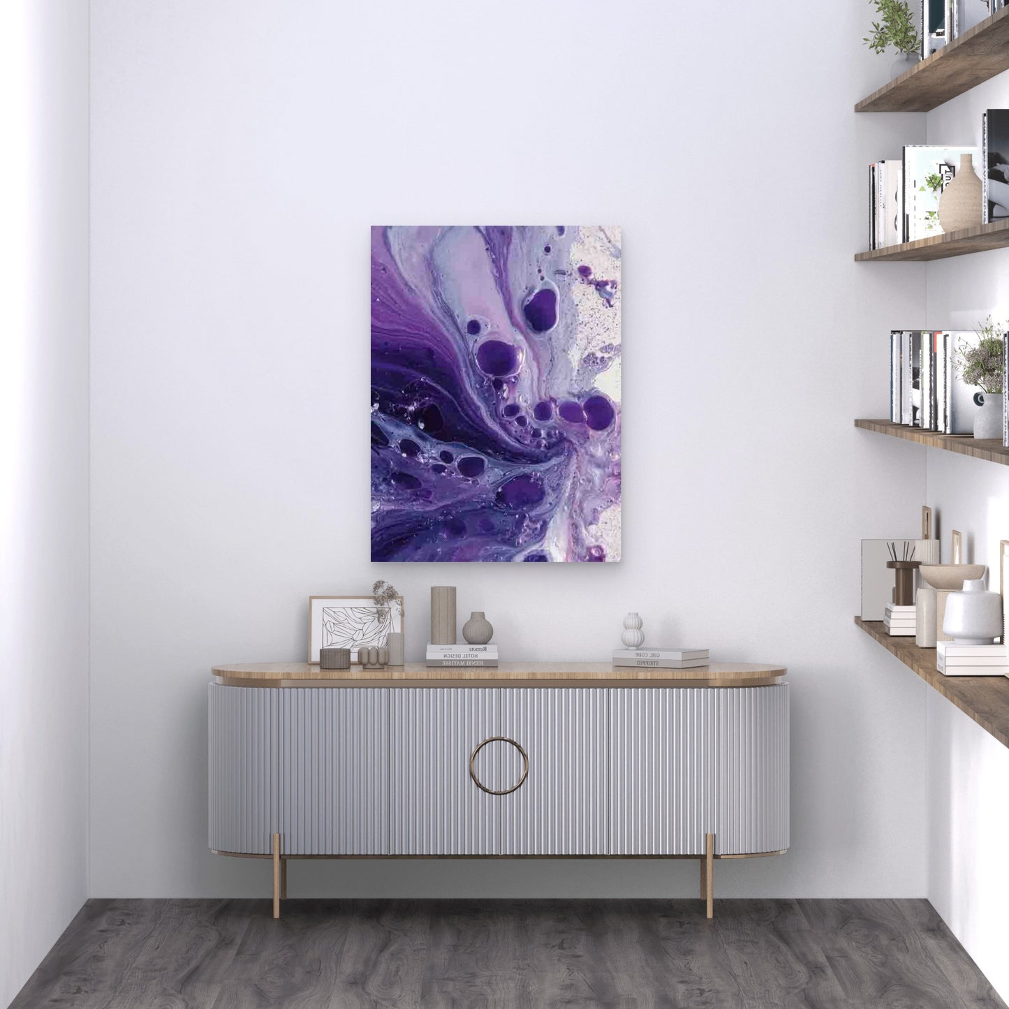 Abstract Purple Paint In Water 60x90cm Metal Print Ready to Hang