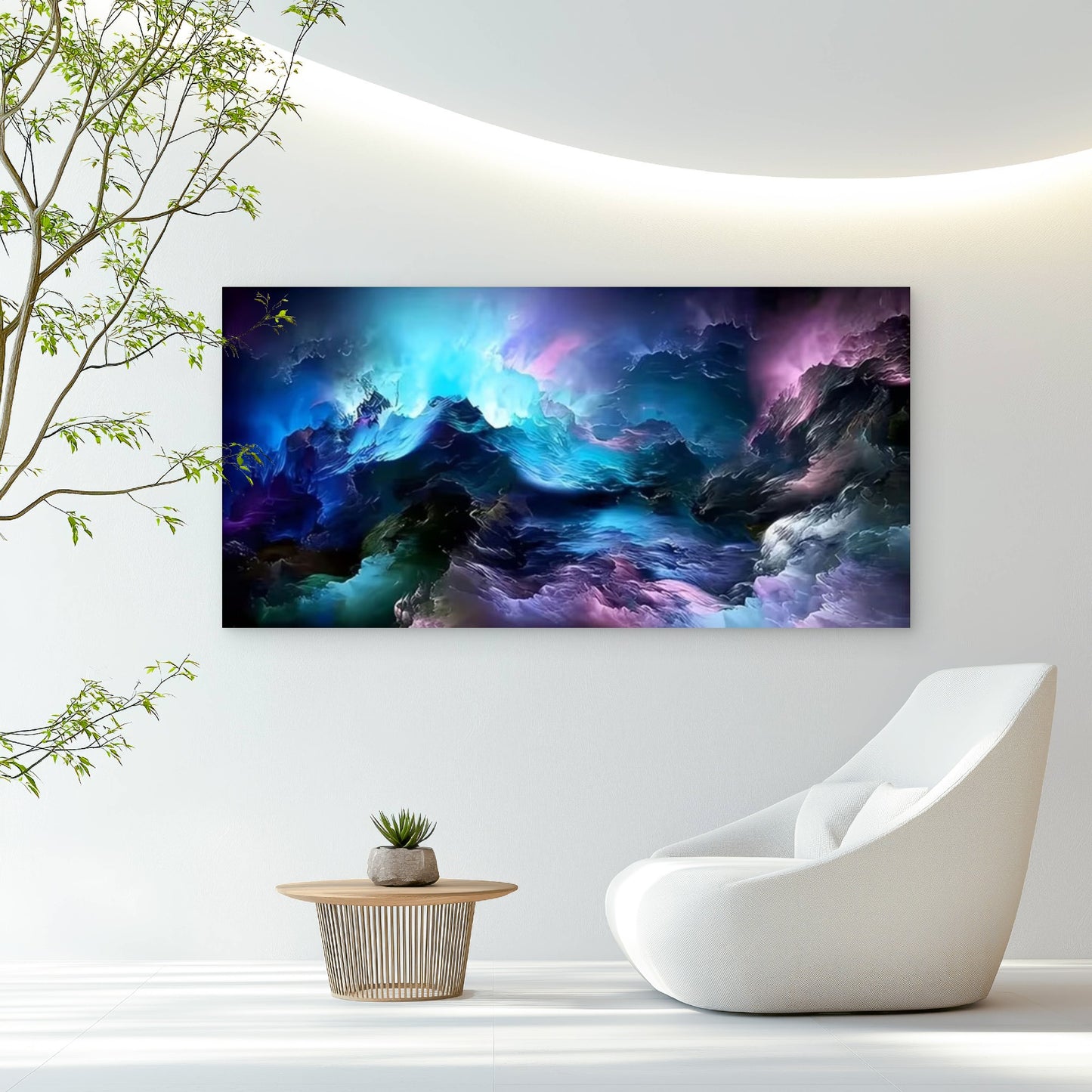 Vibrant Cosmic Smoke Clouds Wall Art Canvas Office Home Room Framed 120x60cm