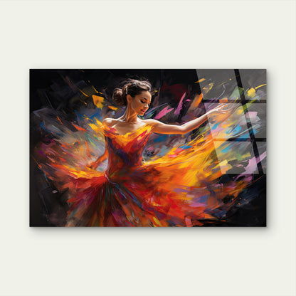 Vibrant Abstract Dancer In Colorful Motion Brushstrokes Acrylic Glass Printing Wall Art Australian Made Quality