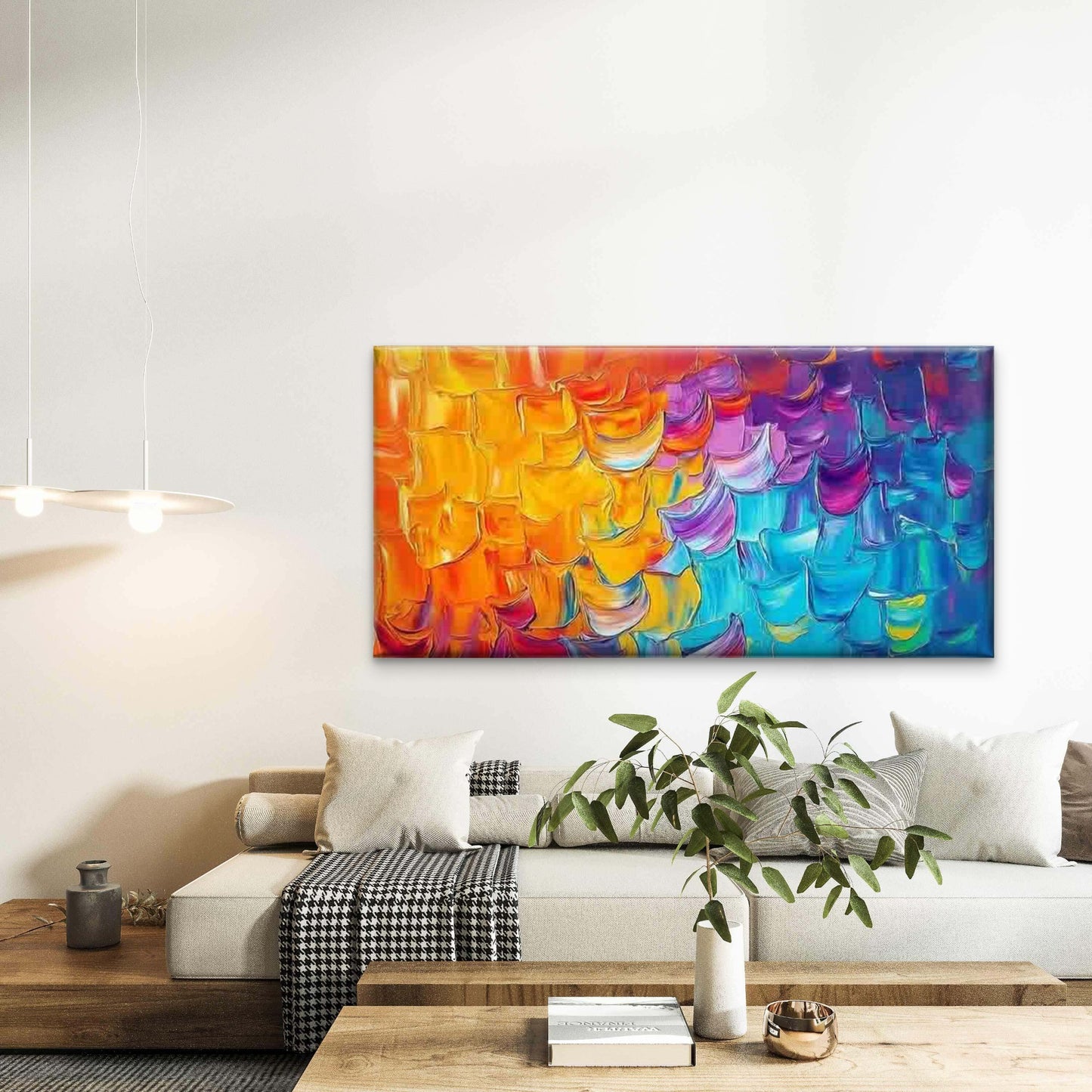 Vibrant Abstract Brushstroke Wall Art Canvas Office Home Room Framed 120x60cm - Bella Home Decor