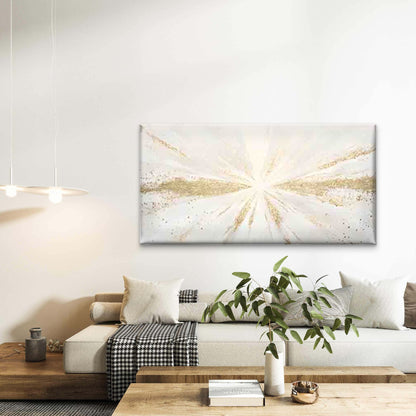 White Base with Golden Powder Wall Art Canvas Office Home Room Framed 120x60cm - Bella Home Decor