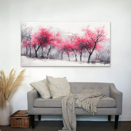 Pink Plum Blossom Trees Wall Art Canvas Office Home Room Framed 120x60cm
