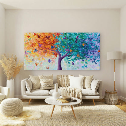 Multicolor Tree & Butterfly Wall Art Canvas Office Home Room Framed 120x60cm