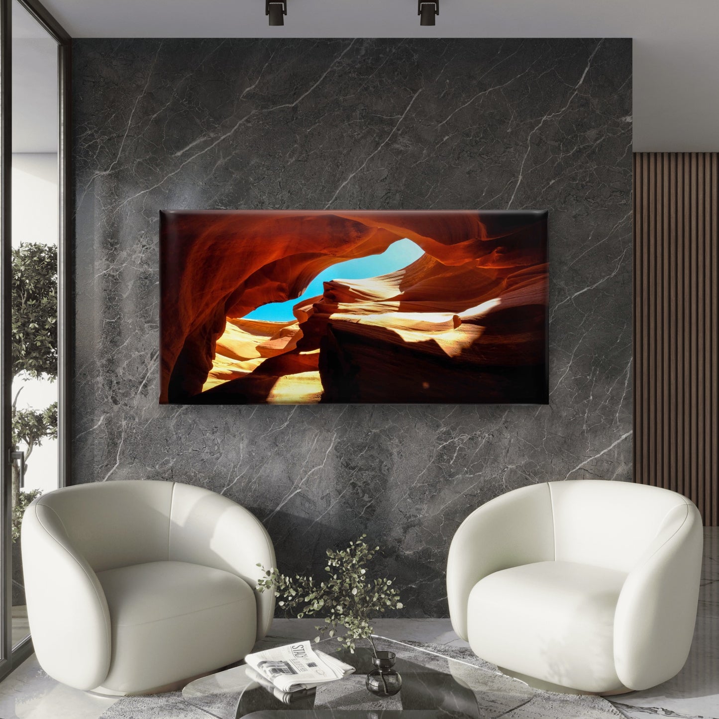 Low Angle Shot Antelope Canyon Wall Art Canvas Office Home Room Framed 120x60cm