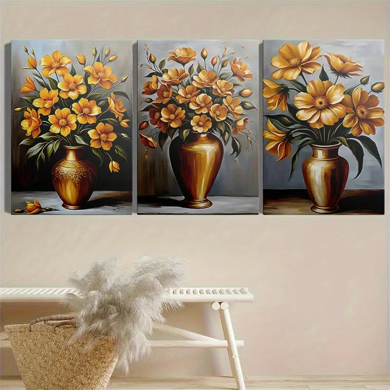 3pcs Potted Plants, Metal Print Ready to Hang Art