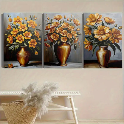 3pcs Potted Plants, Metal Print Ready to Hang Art