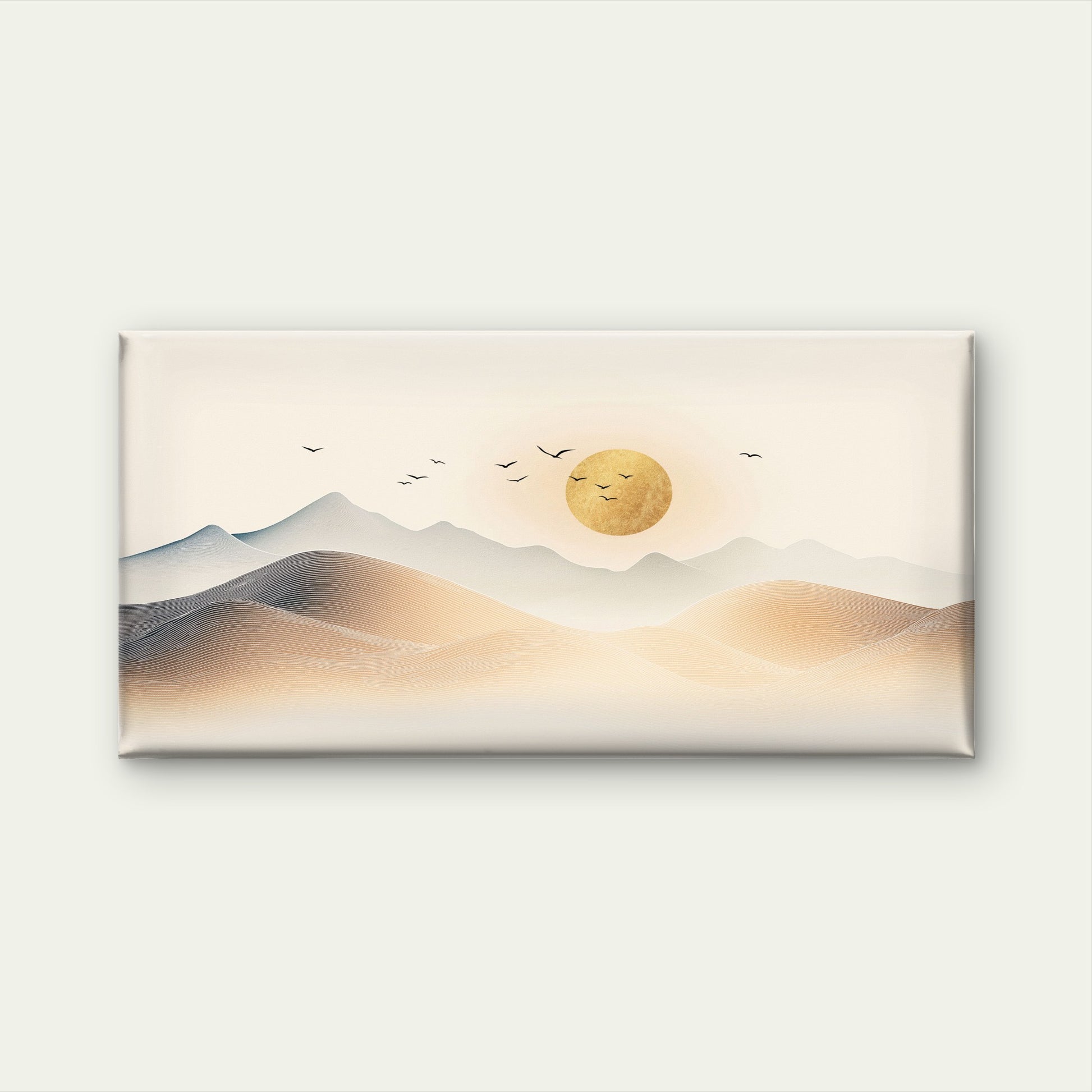 Abstract Zen Sun Line Wave Hills Wall Art Canvas Office Home Framed 120x60cm